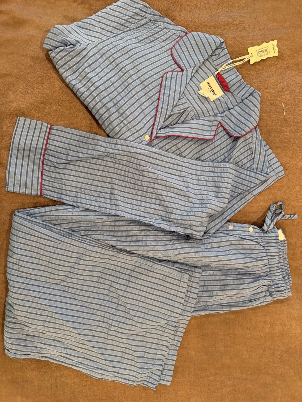 NWT Aerie OVERSLEPT Seersucker Pajama Set | Horizon Sky Sze XS